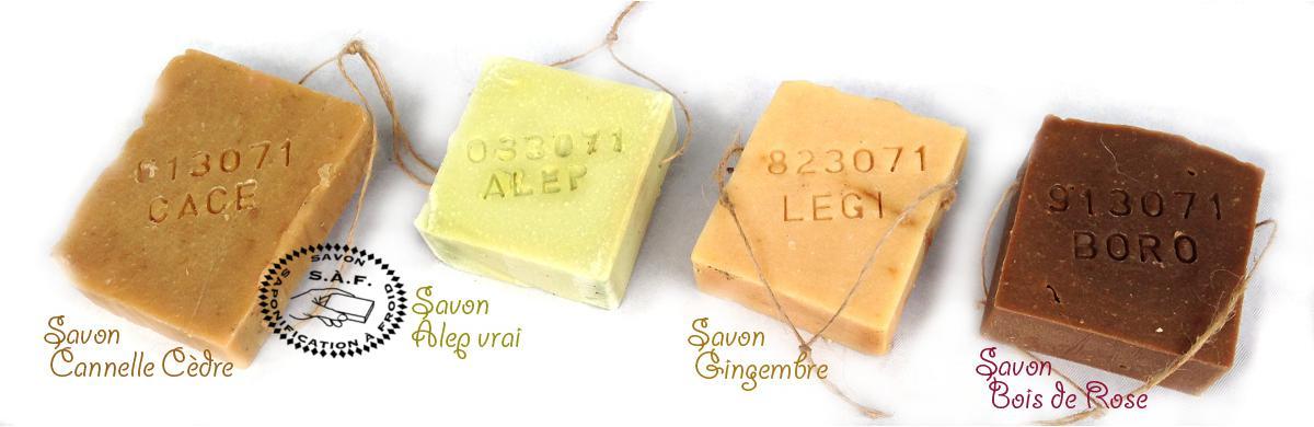 Savon Cannelle Cèdre, Savon ALEP vrai, Savon Gingembre, Savon Bois de Rose